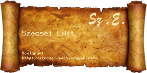 Szecsei Edit névjegykártya